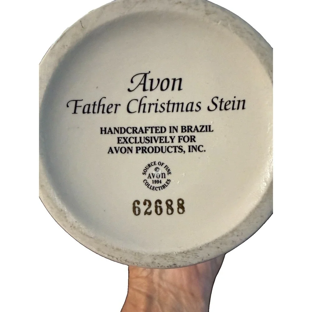 Vintage 1994 Avon Father Christmas Stein Santa Ceramic Pewter Lid COA